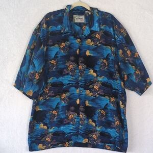 Reservoir Hawaiian Style Men's Aloha Tropical Vacation Button Down Shirt Size XL